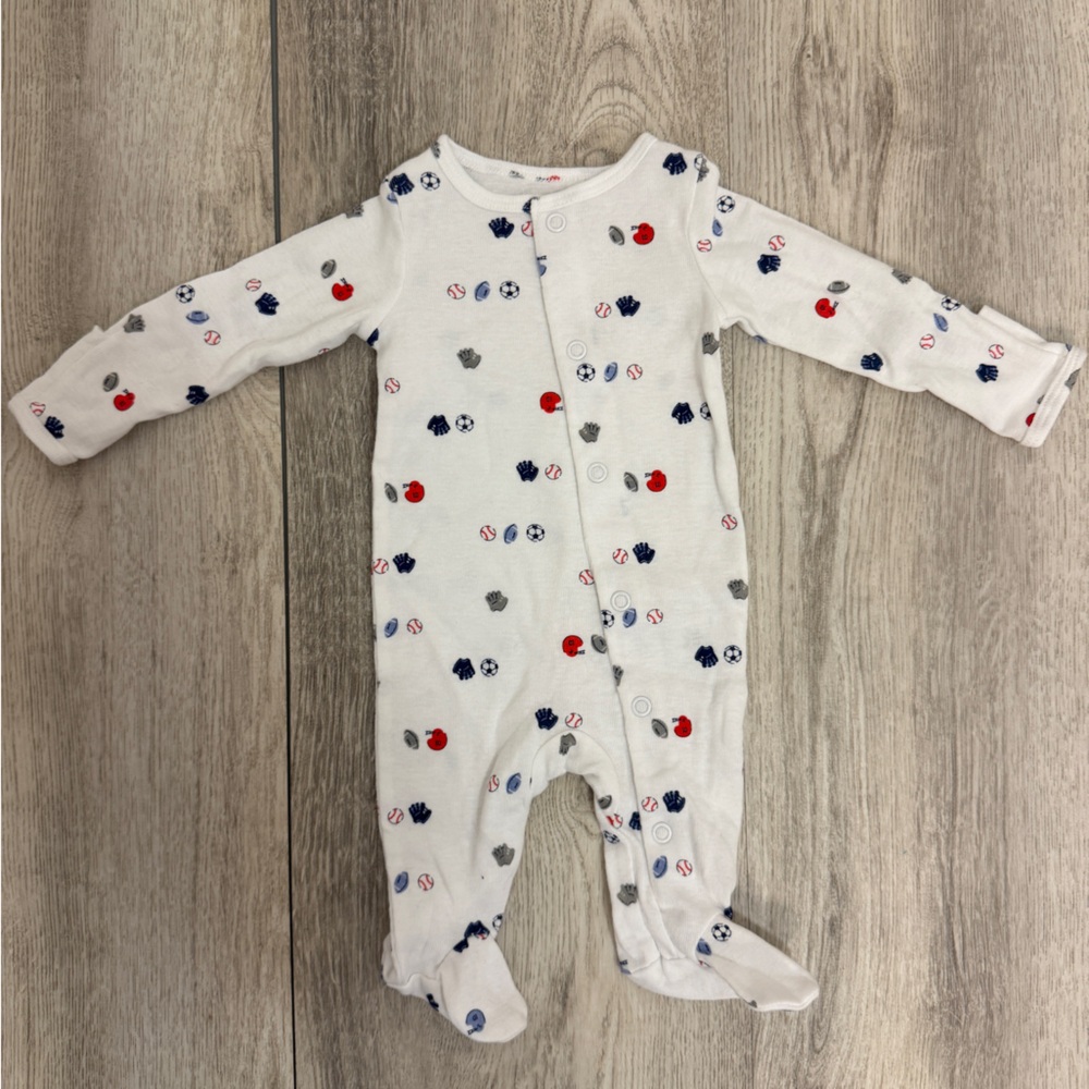 Carter's White and Red Footie One Piece with sports details